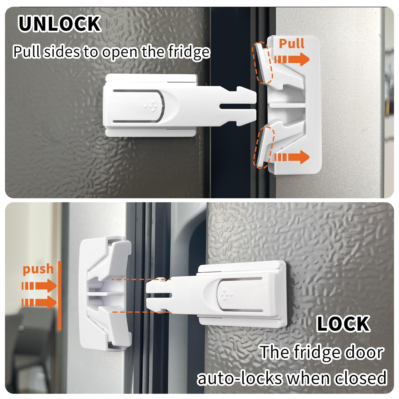 GXXFXT fridge lock installation with tape shows tool-free mounting.
