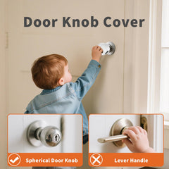 GXXFXT kitchen and bathroom safety door knob cover on a standard knob for kids.