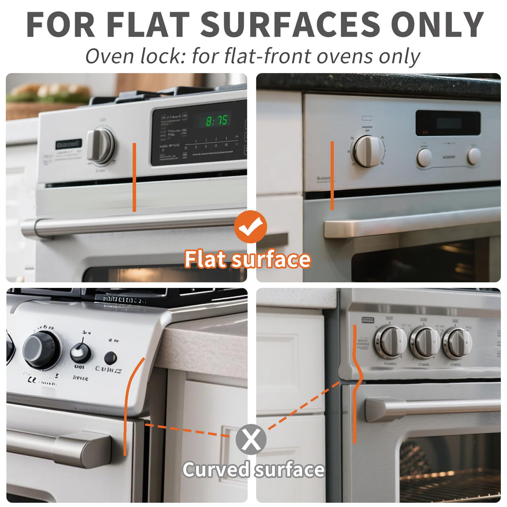 GXXFXT low-profile white oven lock illustrates discreet design for modern kitchens.