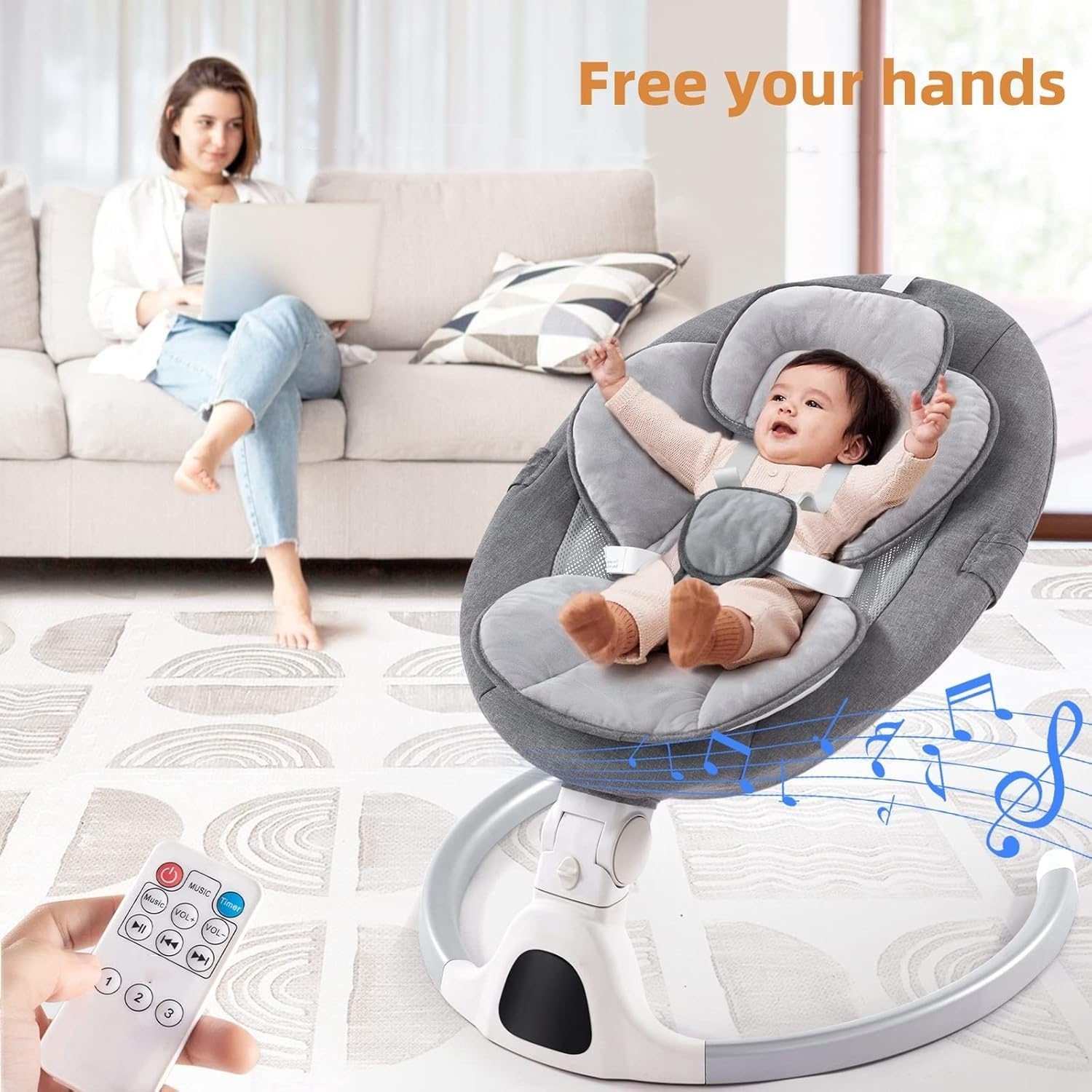 GYARING baby swing grey hanging ornaments add gentle visual interest