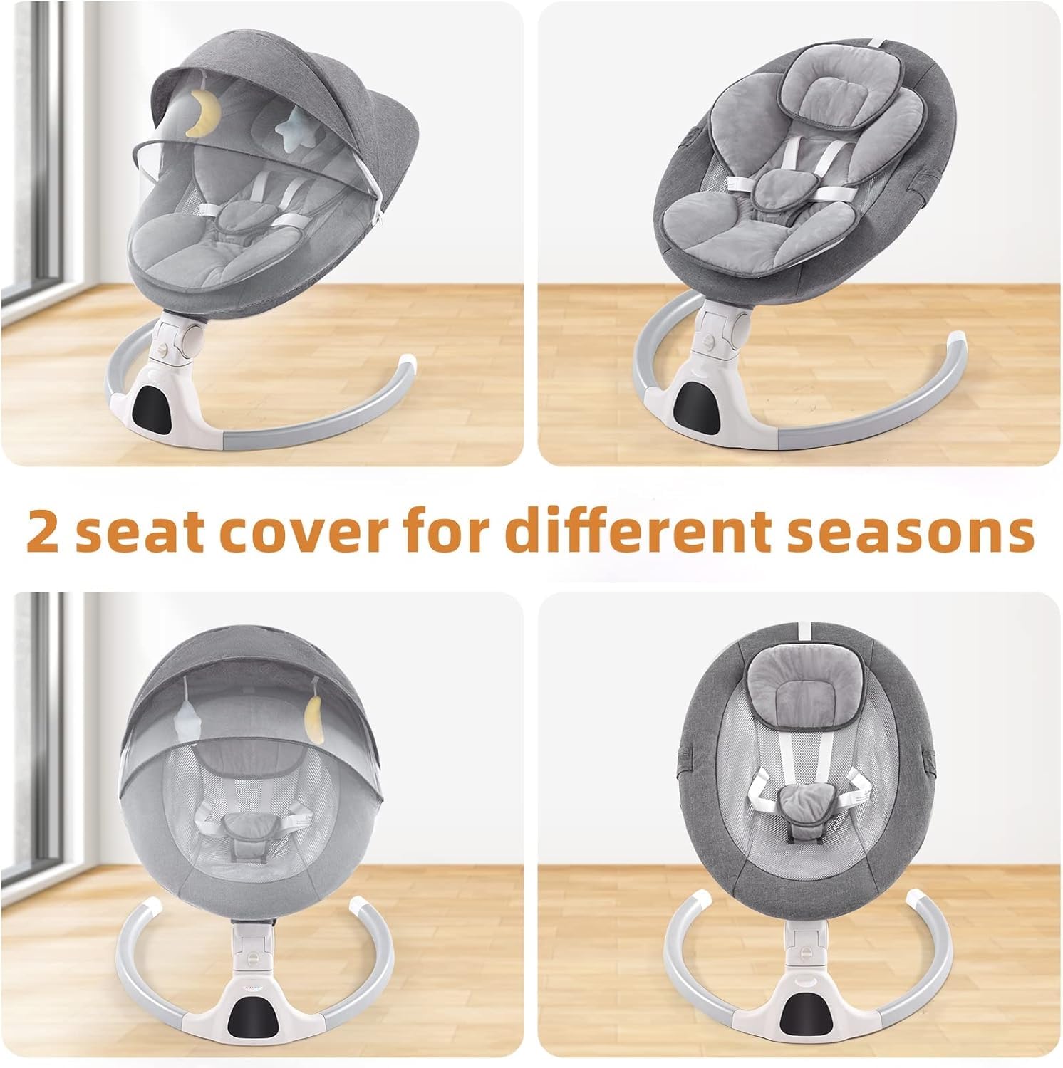 GYARING baby swing grey mosquito net shows protective net for safe sleep