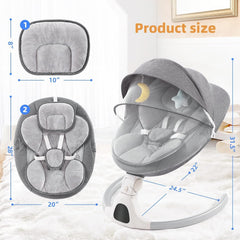 GYARING baby swing grey remote control demonstrates easy, hands-free operation