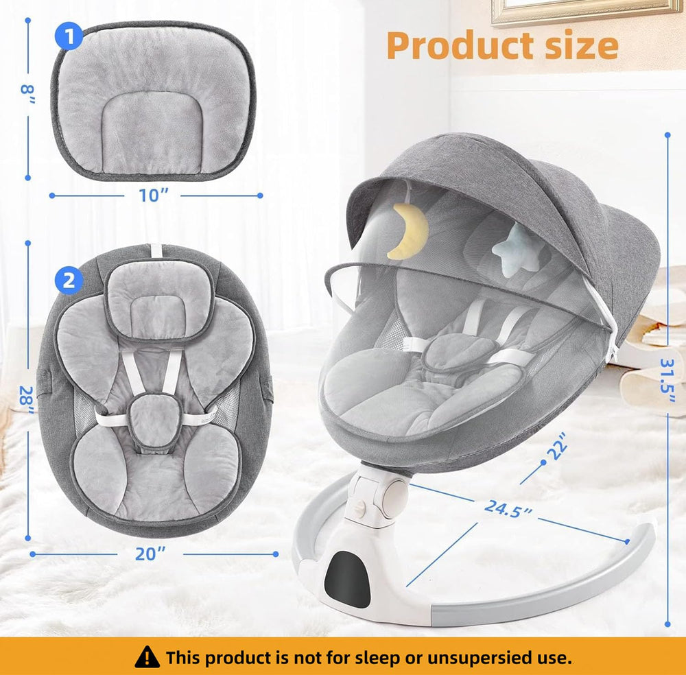 GYARING baby swing grey room setup demonstrates versatile placement in nursery