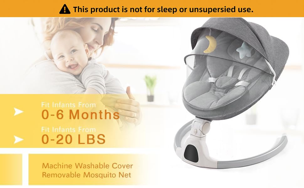 GYARING baby swing grey washable seat cushion for hygienic cleaning