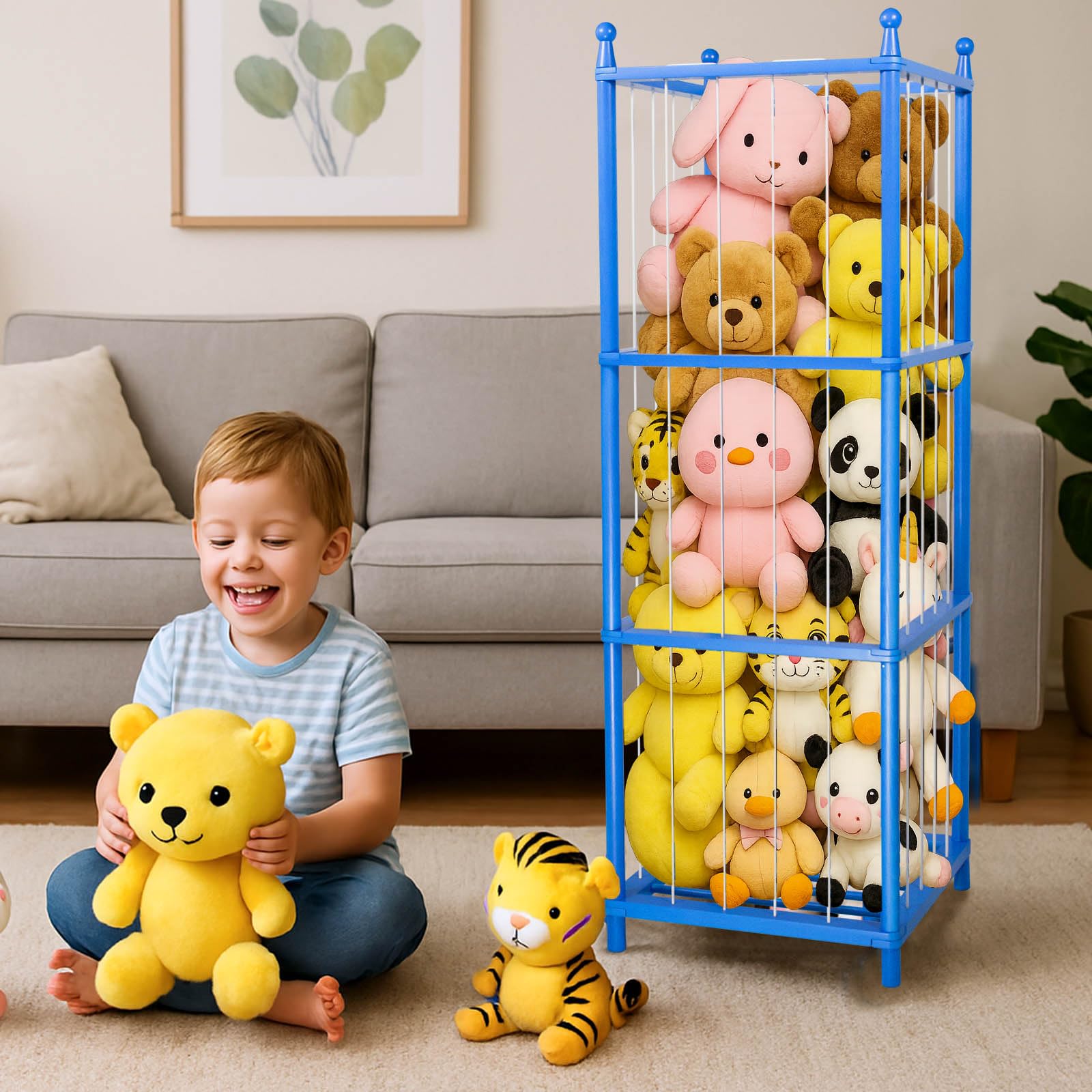GZQXHOME ample space design fits over 40 plush toys for tidy playrooms