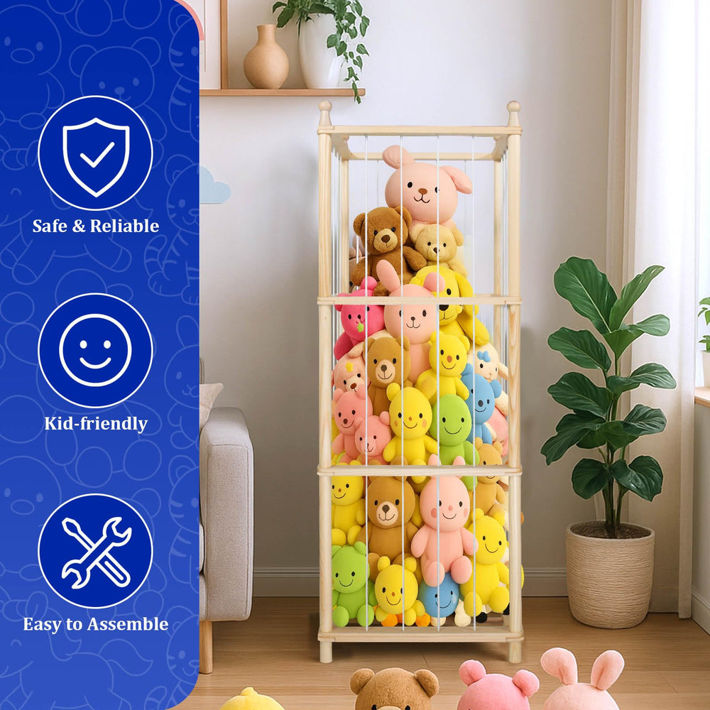 GZQXHOME stuffed-animal-storage-elastic-band-closeup highlights secure toy retention and tidy organization.