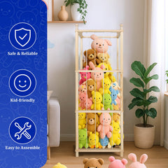 GZQXHOME stuffed-animal-storage-elastic-band-closeup highlights secure toy retention and tidy organization.