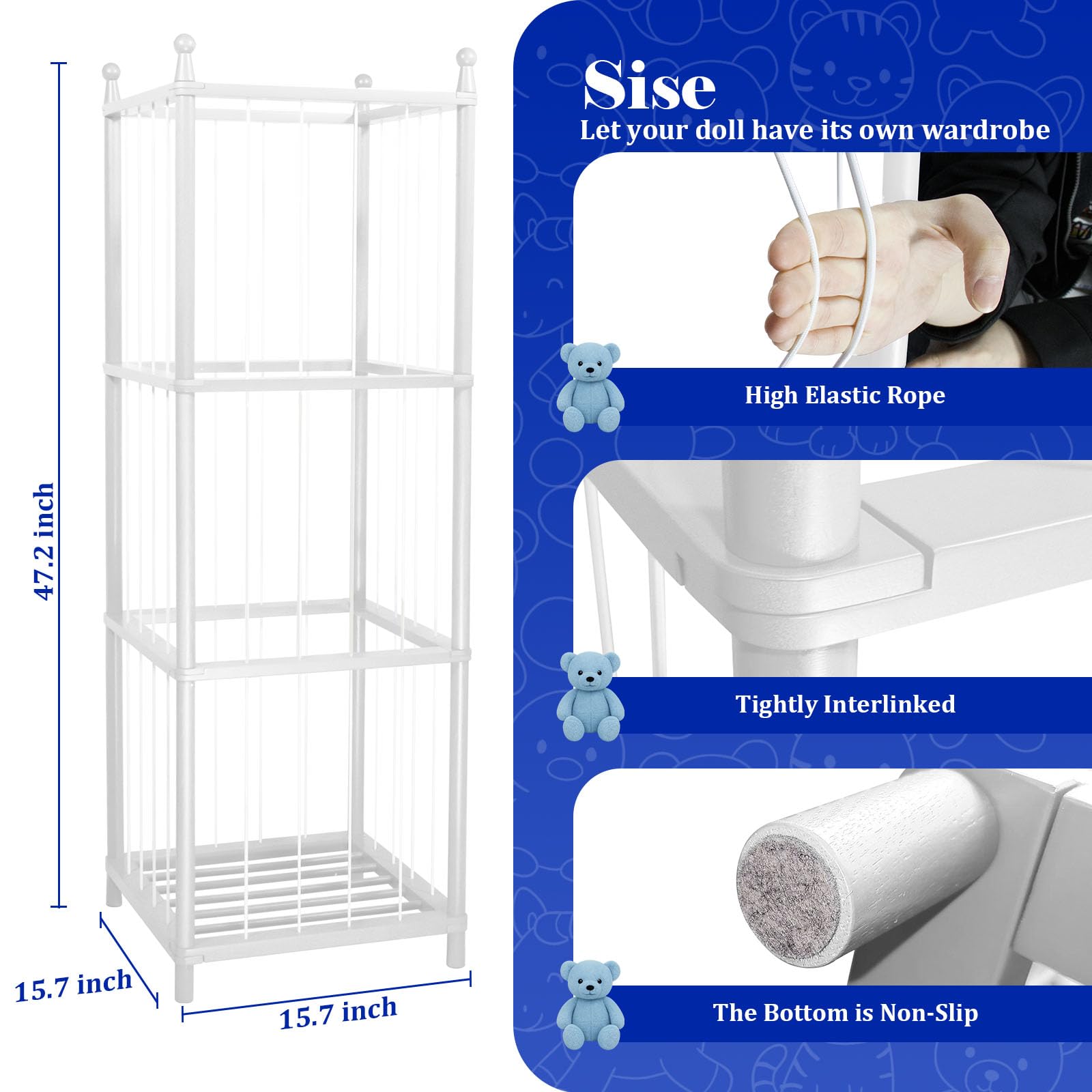 GZQXHOME stuffed animal storage white design complements nursery decor.