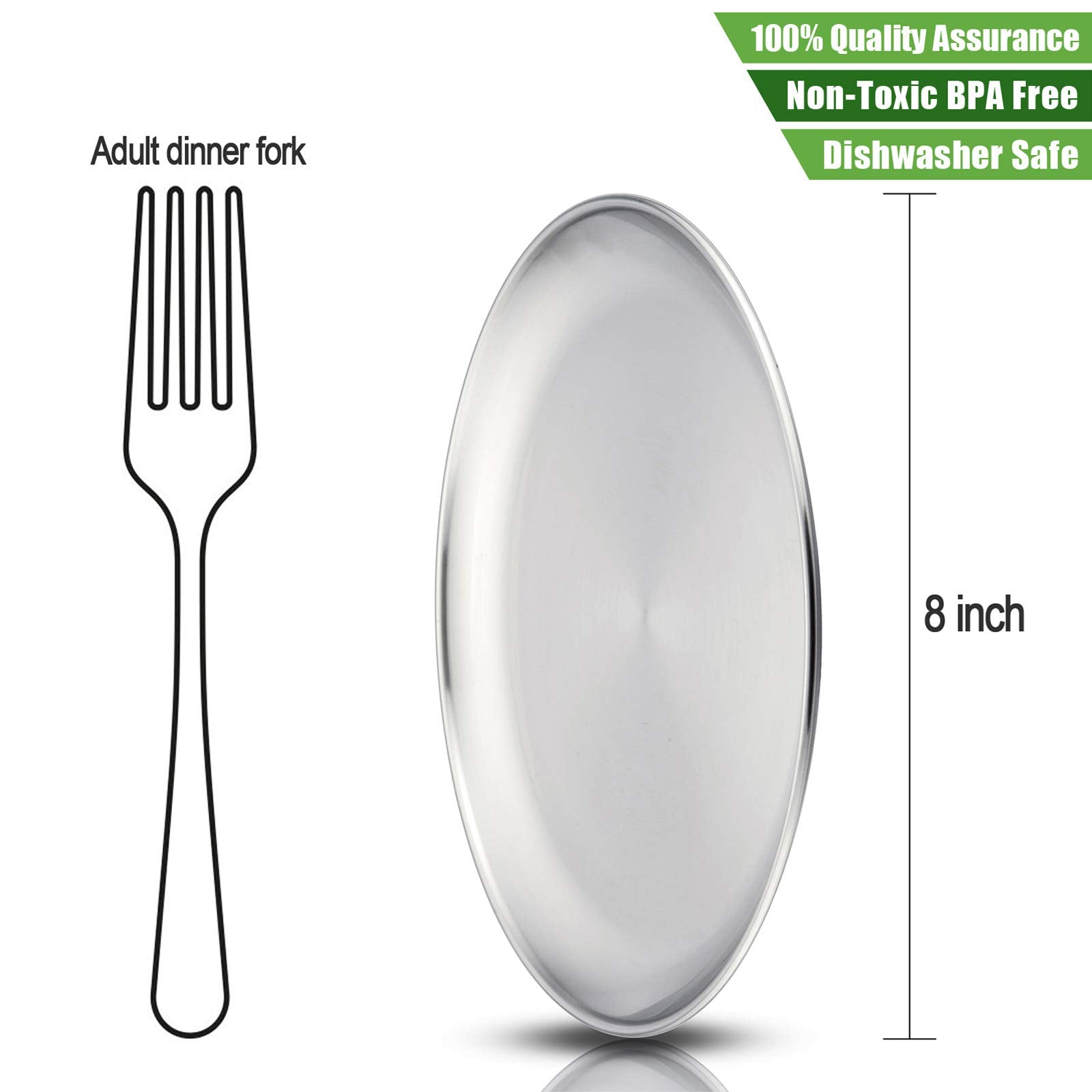 HaWare kids stainless steel plates 8-inch ready for everyday meals with durable, kid-friendly design