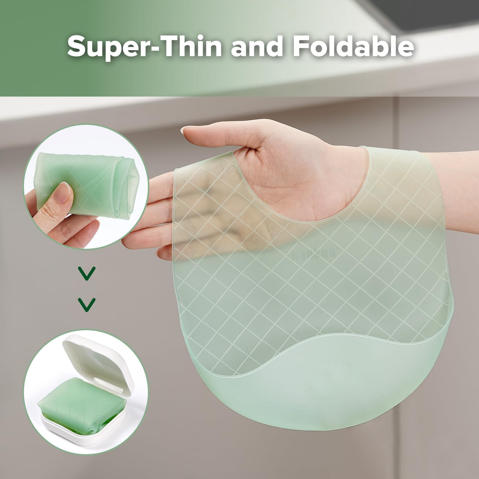Haakaa adjustable-band bib with five holes fits growing babies comfortably