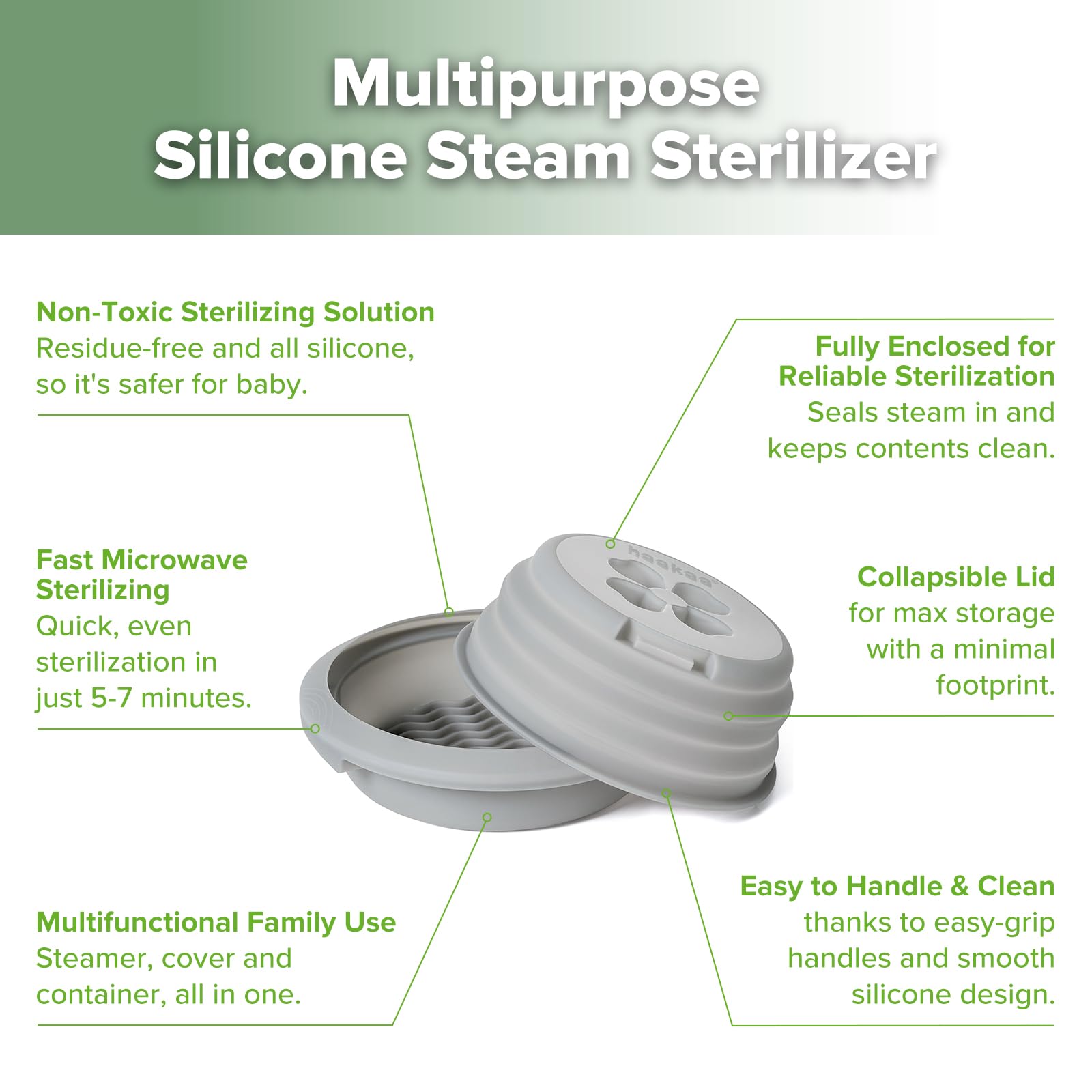Haakaa all-silicone construction supports non-toxic sterilisation
