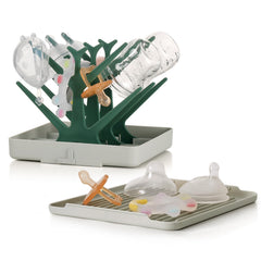 haakaa baby bottle drying rack green branch design keeps bottles organized and dry efficiently.