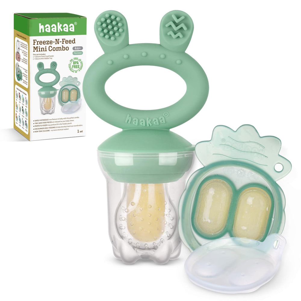 Haakaa Baby Fruit Food Feeder pouch close-up showing tiny holes for safe feeding.