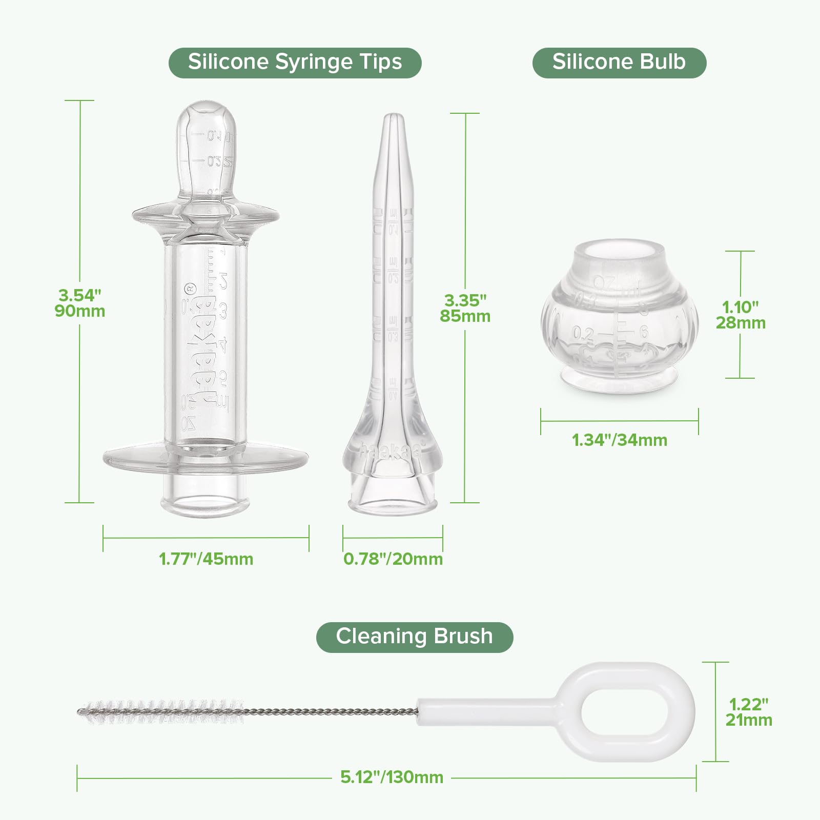 haakaa Baby Medicine Dispenser Set measuring-lines helps accurate dosing at home.