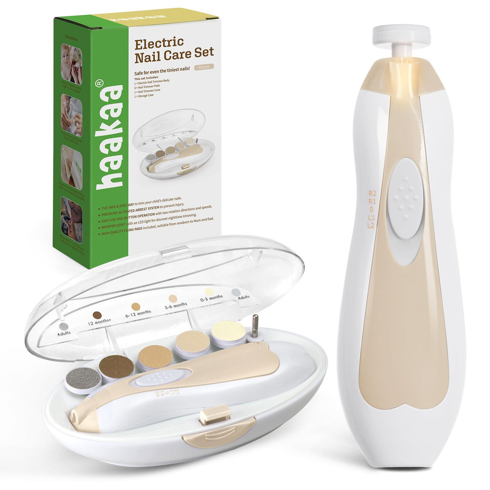 haakaa baby nail care electric file with LED light shows precise grooming