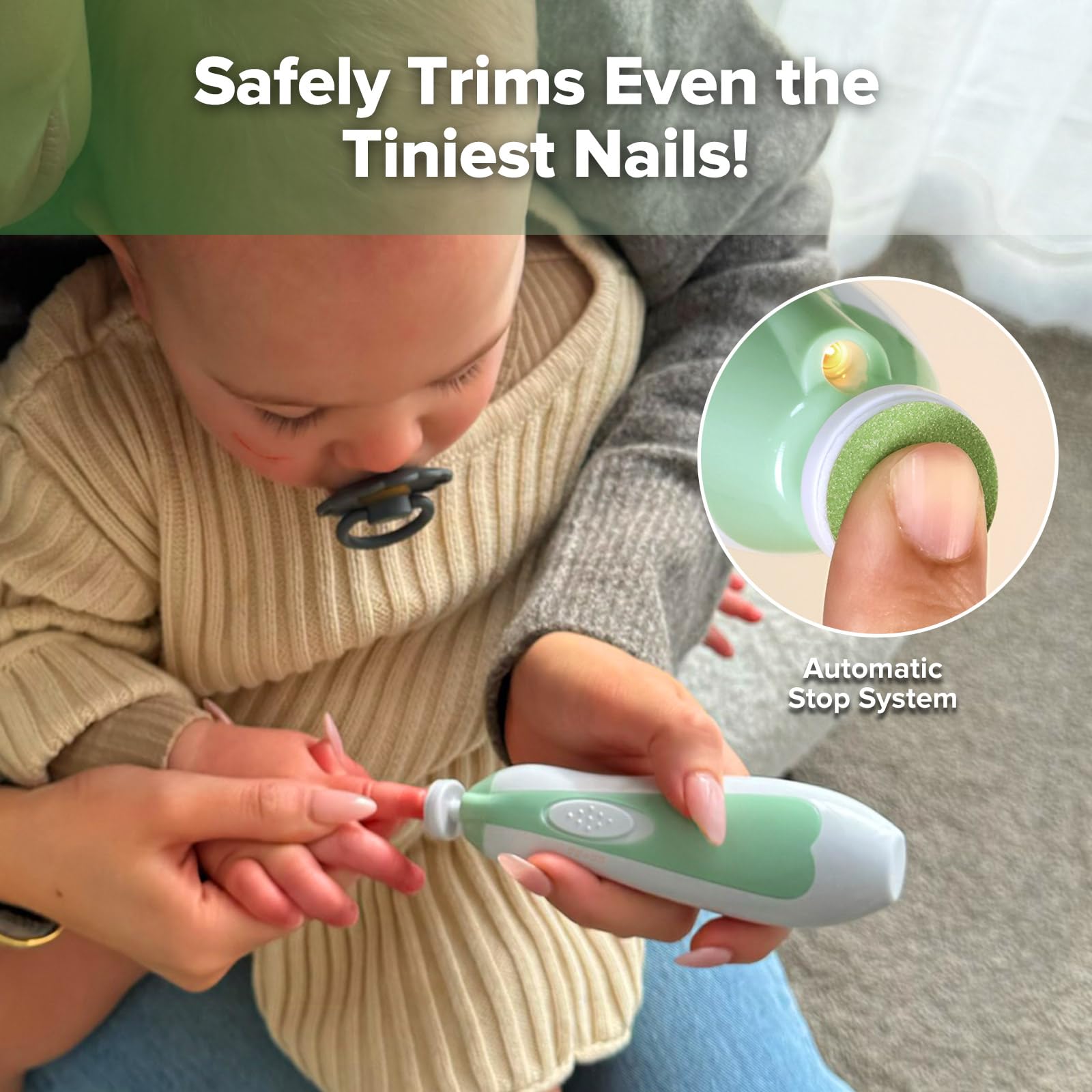 haakaa Baby Nail File speed controls enable gentle, customizable grooming