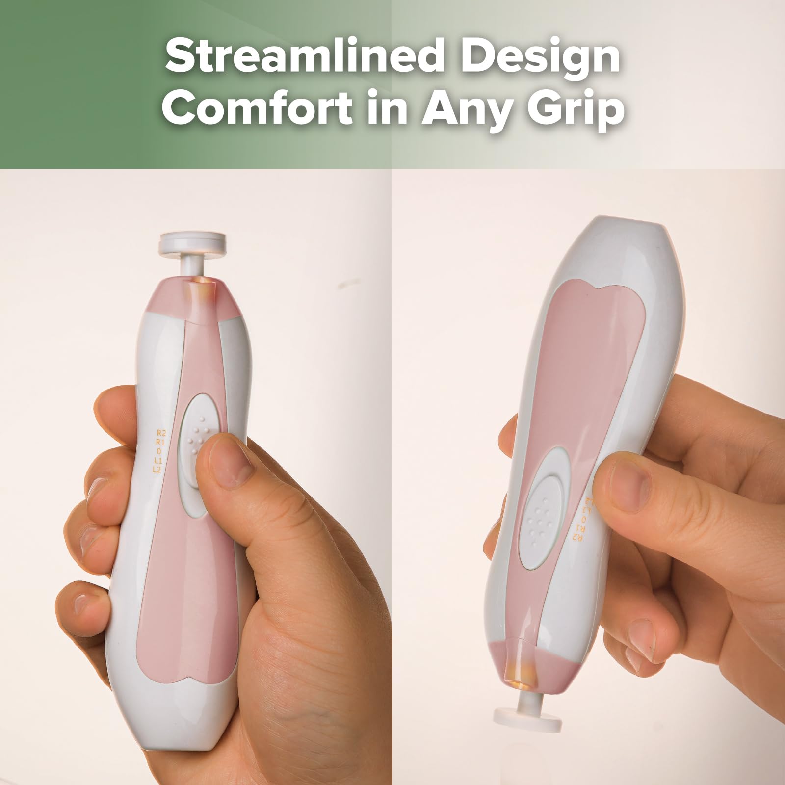 haakaa baby nail trimmer features six grinding heads for varied smoothing.