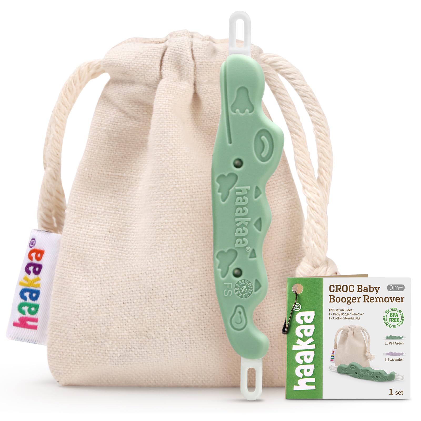 haakaa baby nose cleaner crocodile design closeup shows safe nasal cleaning for newborns