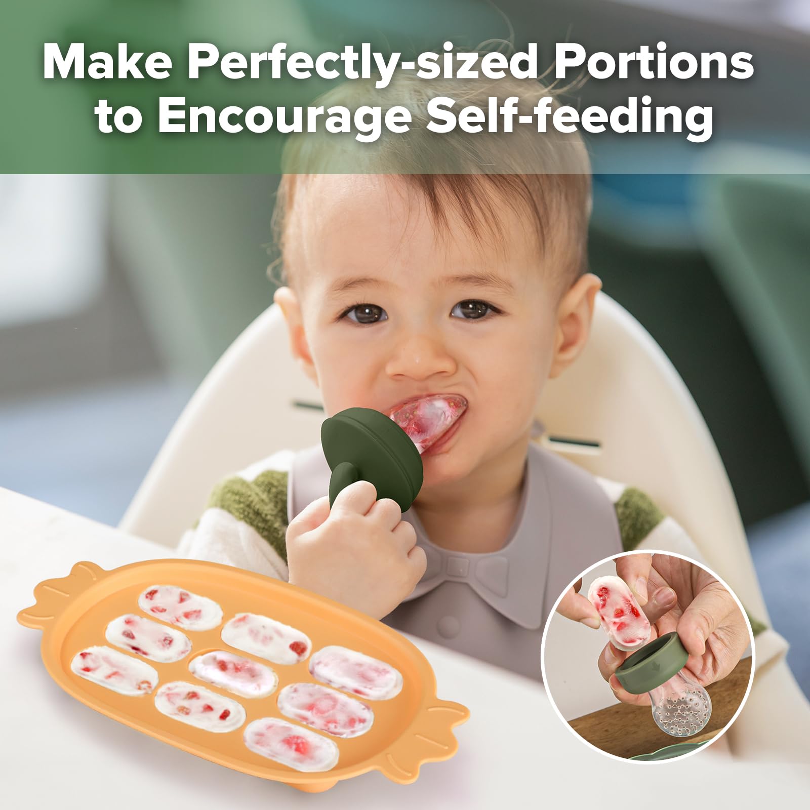 Haakaa baby popsicle mold with nine portions ideal for self-feeding
