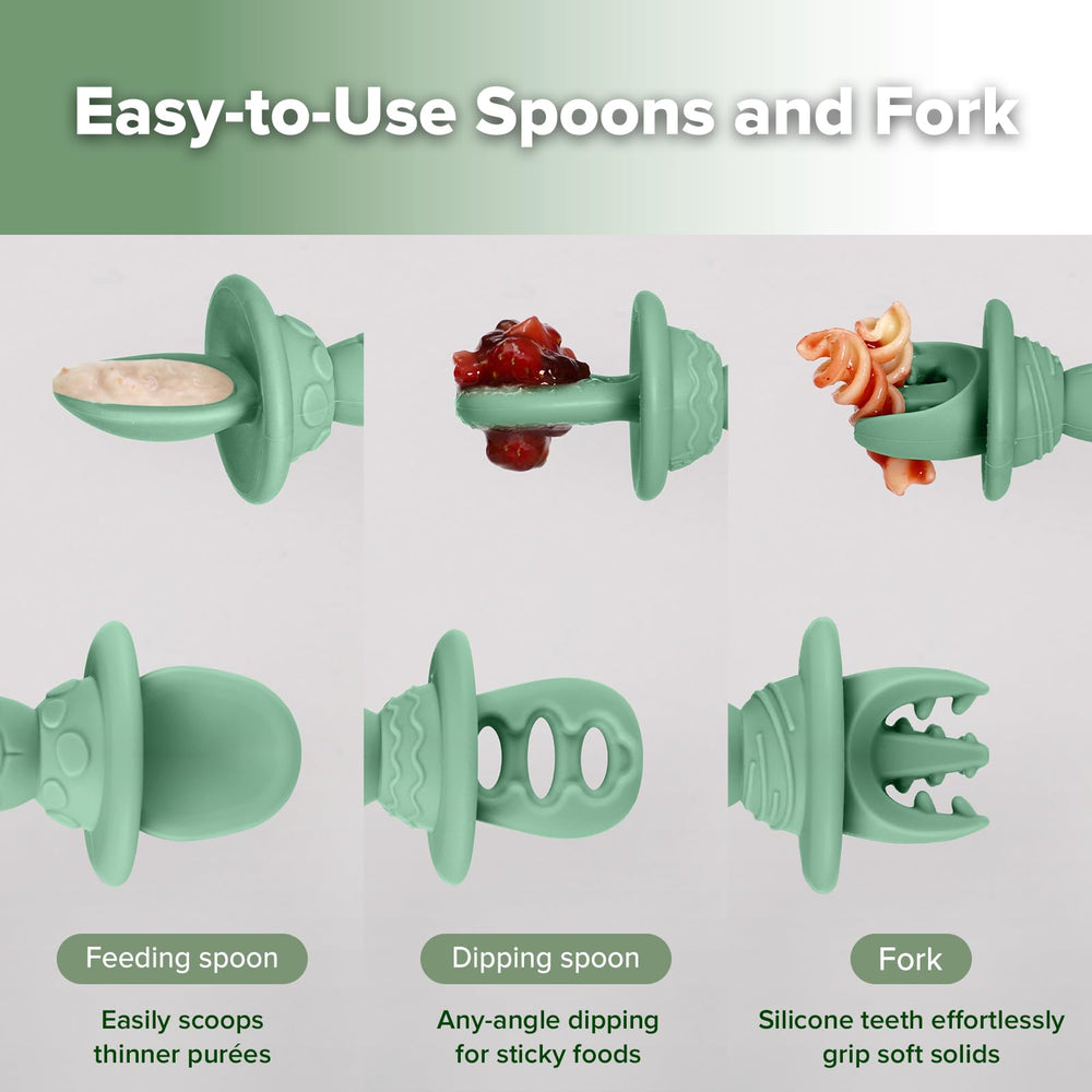 Haakaa silicone baby spoons offer ergonomic grip for little hands.
