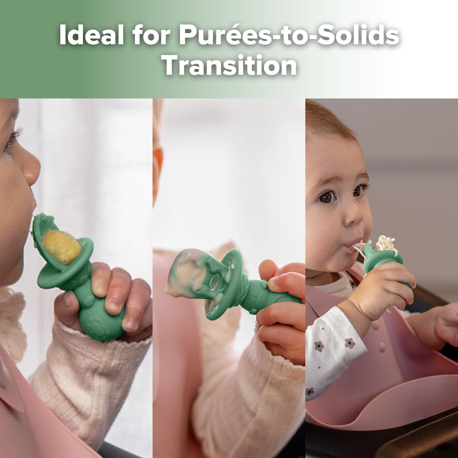 Haakaa self-feeding spoons help babies learn scooping and control.