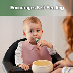 Haakaa silicone baby spoons teething-friendly design soothes gums during meals.