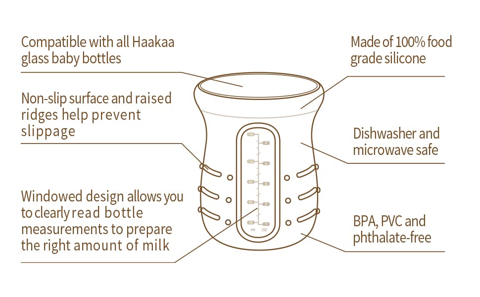 haakaa bottle sleeve one-piece design simplifies cleaning and hygiene.