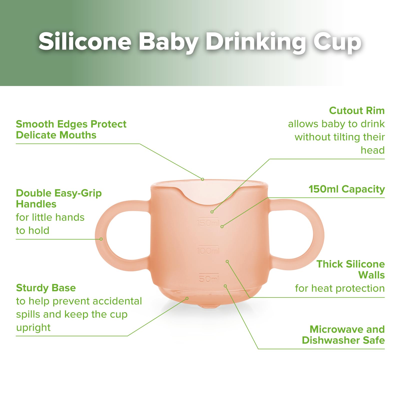 Haakaa BPA-free silicone cup stays clean with dishwasher-safe convenience.