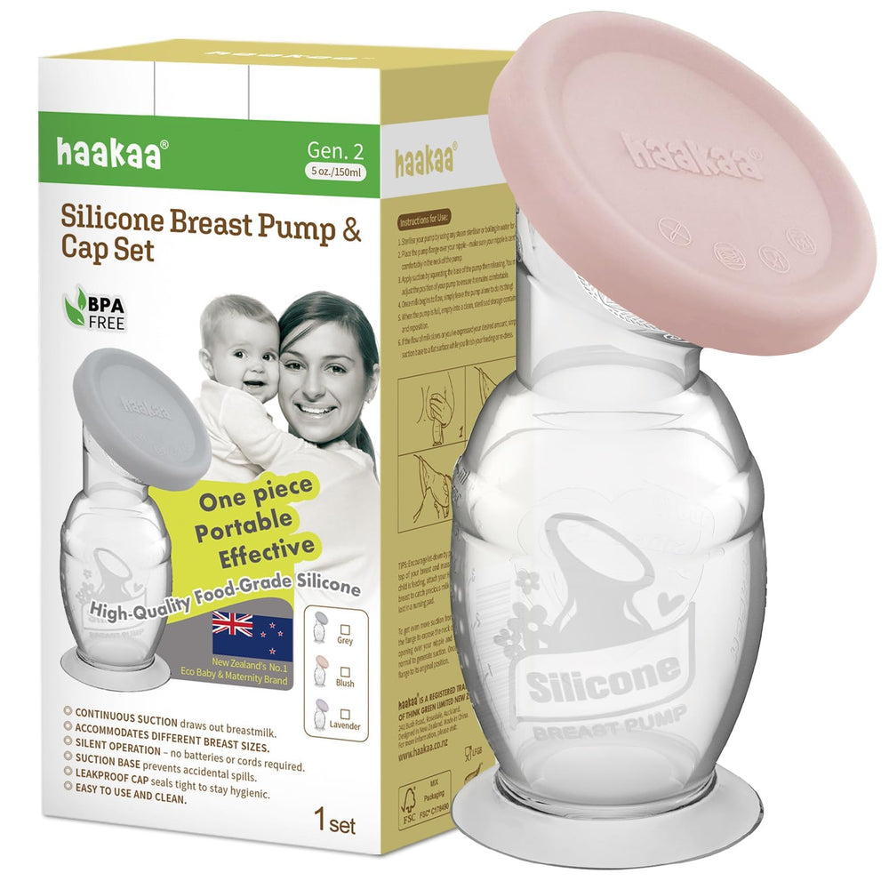 Haakaa breast pump blush 5oz compact for discreet on-the-go milk collection.