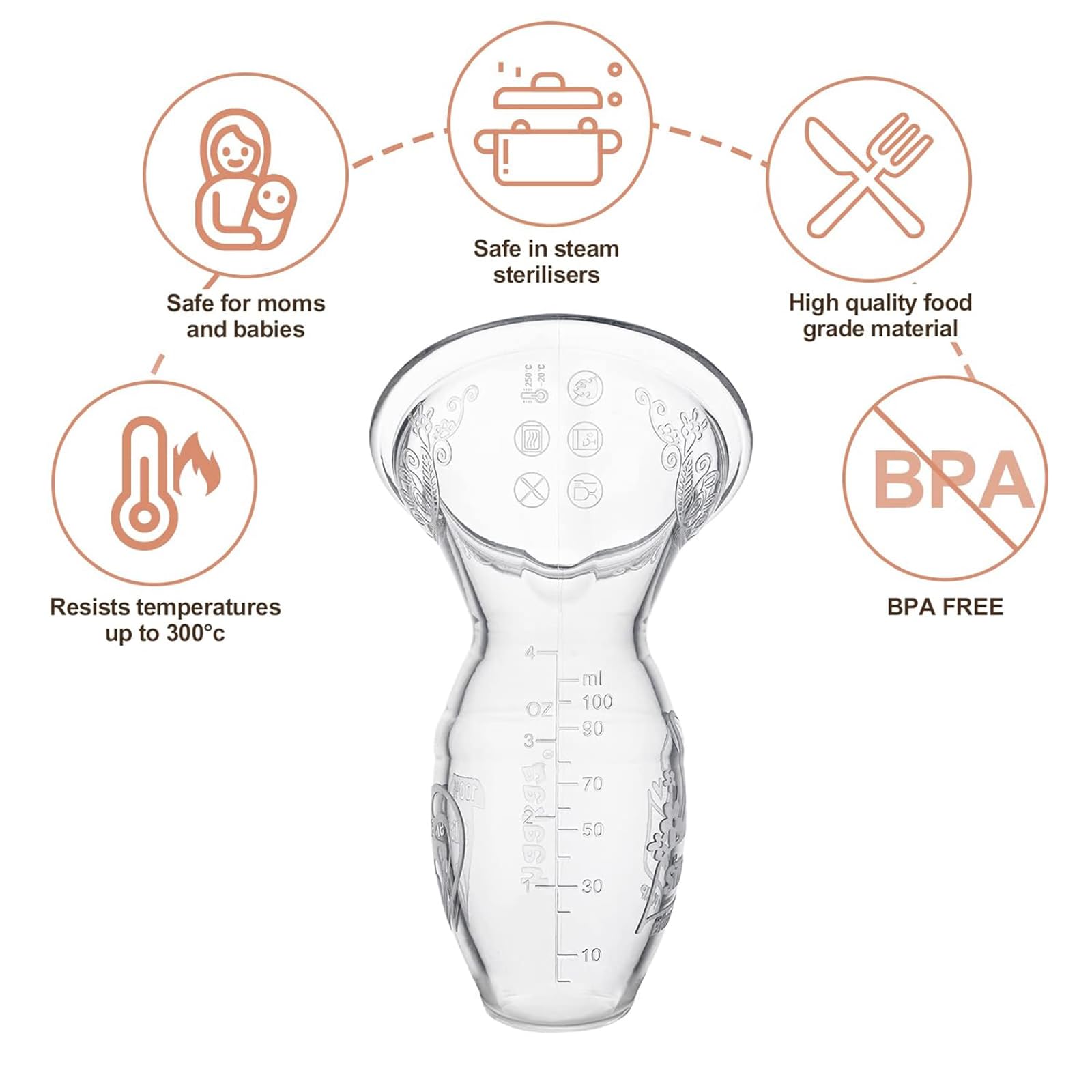 Haakaa manual pump in use demonstrates hands-free let-down collection on the other breast.