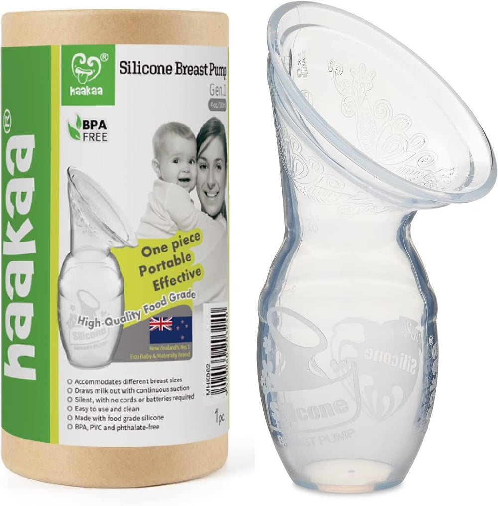 Haakaa breast pump top view highlights compact, travel-friendly design for discreet expressing.
