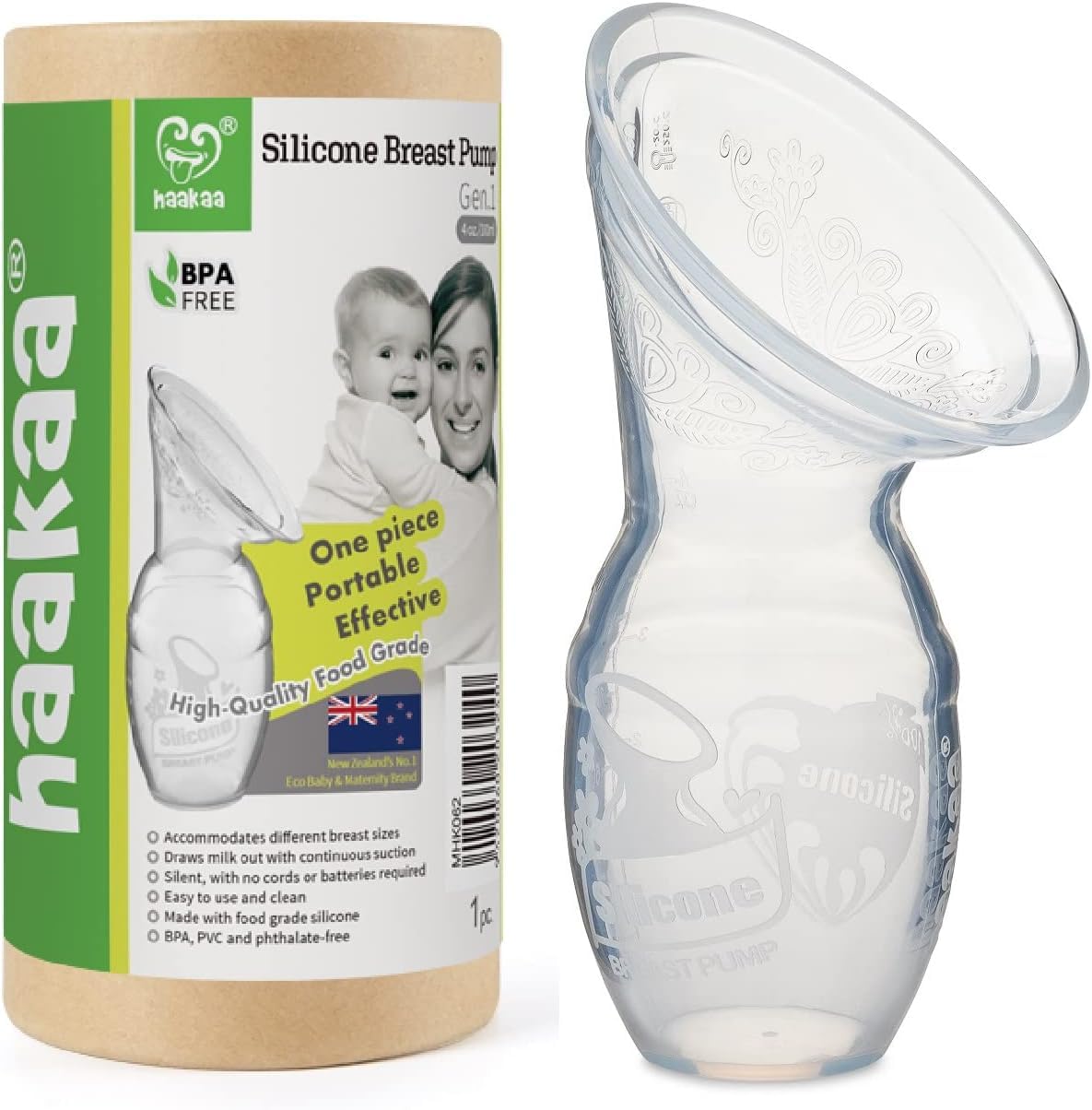 Haakaa breast pump top view highlights compact, travel-friendly design for discreet expressing.