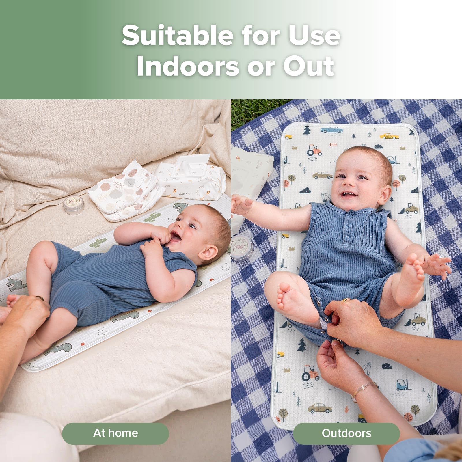 haakaa changing pad liner construction crew pattern closeup for busy family rooms