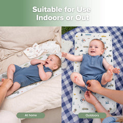 haakaa changing pad liner construction crew pattern closeup for busy family rooms