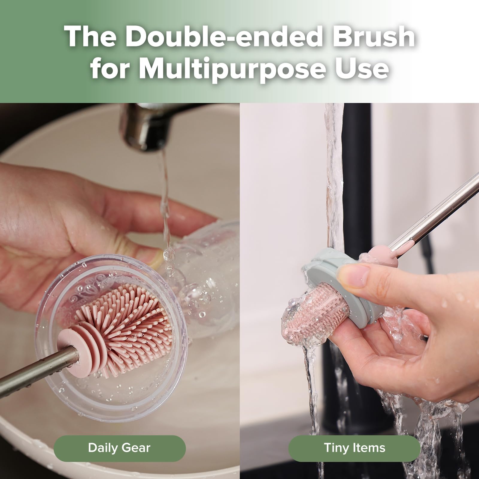 haakaa cleaning brush bottle-head close-up highlighting reach into bottles.