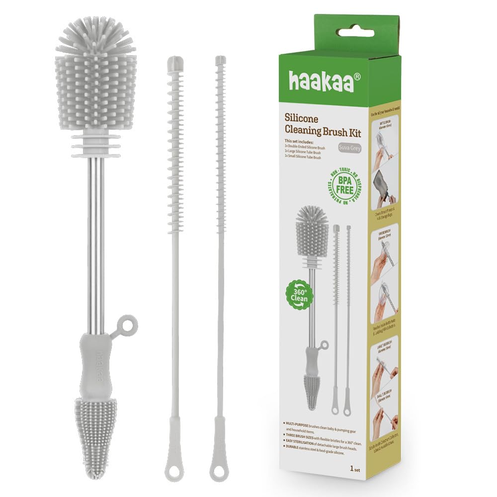 Haakaa double-ended bottle brush for 360° cleaning of bottles and pumps