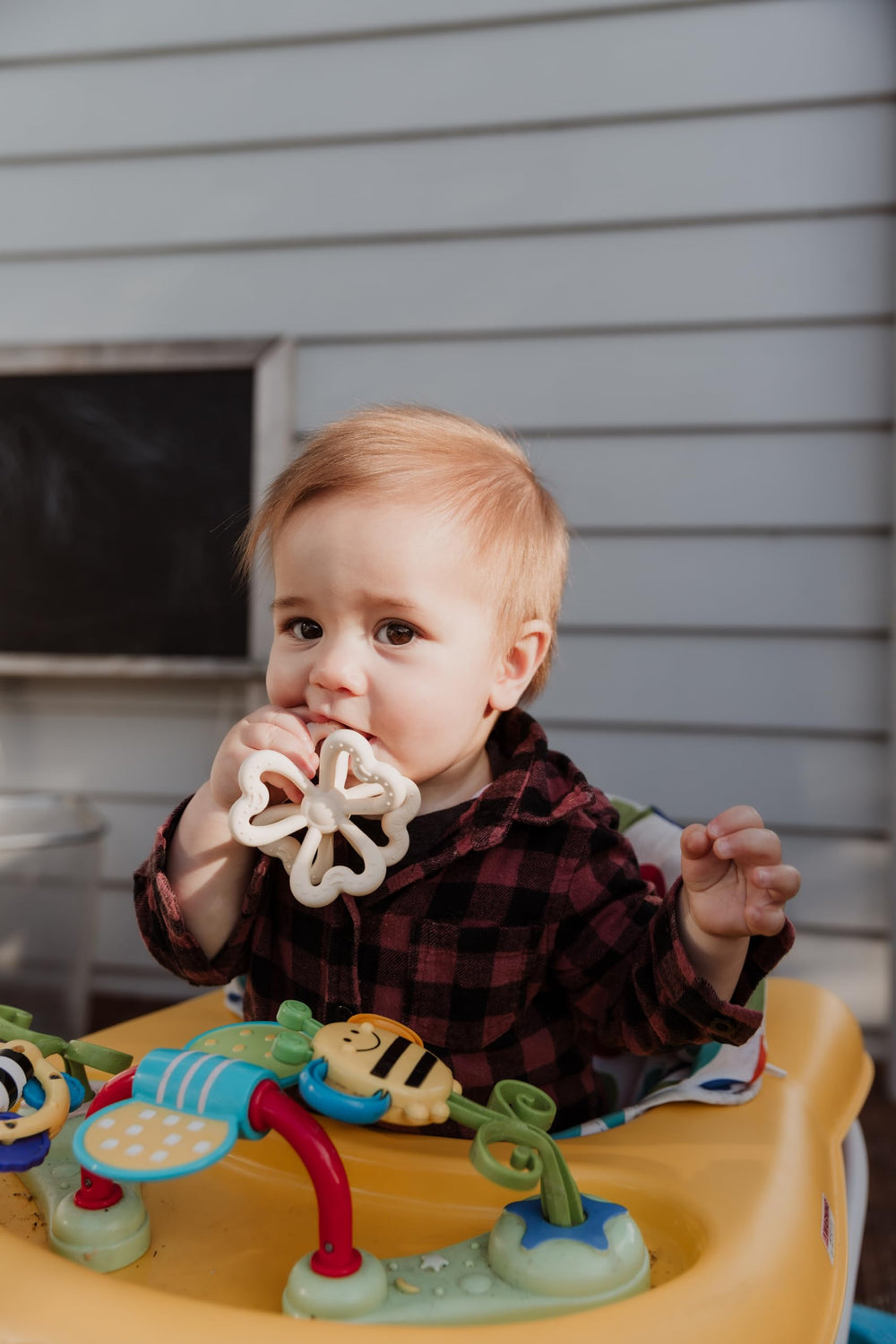 Haakaa Clover Teether copper packaging, compact and travel-ready.