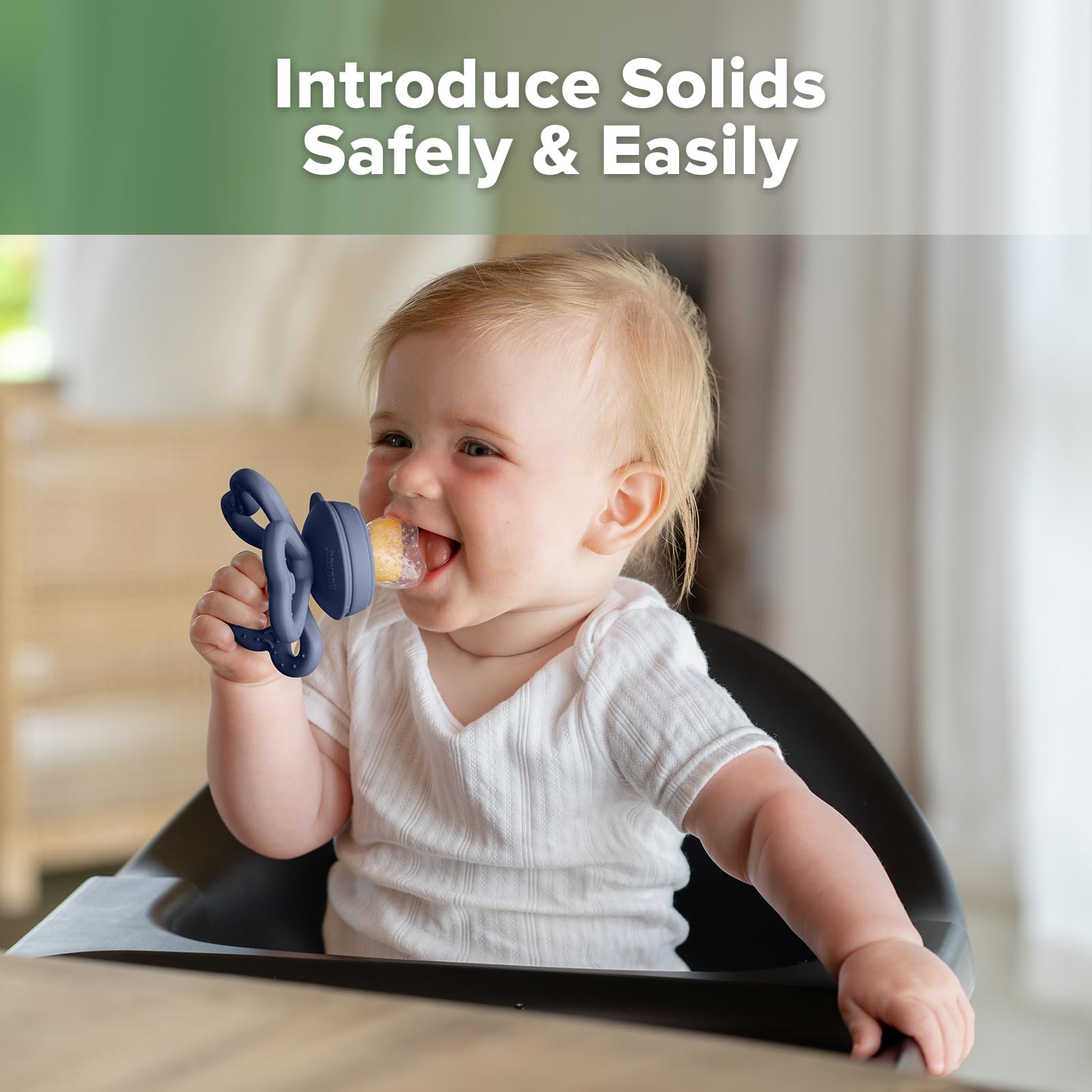 Haakaa Clover textured leaf teether for sensory play and gum relief.
