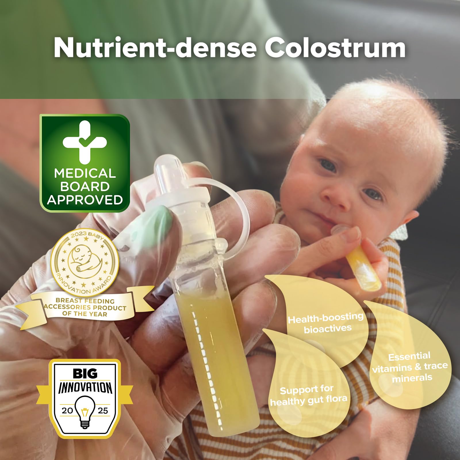 Haakaa Colostrum Collector Kit measurement marks help track intake.