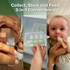 Haakaa Colostrum Collector Kit soft nib enables gentle feeding.