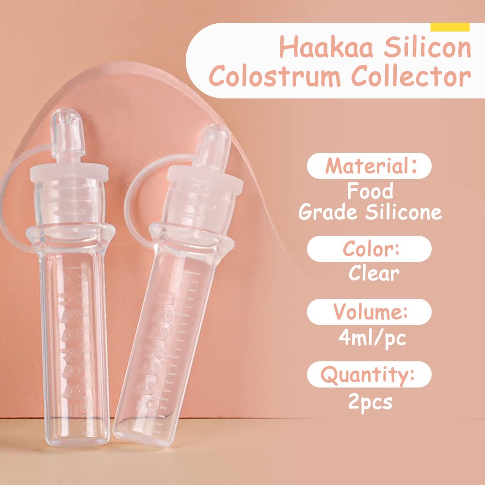 haakaa colostrum collector nib suction illustrates gentle suction for efficient collection.