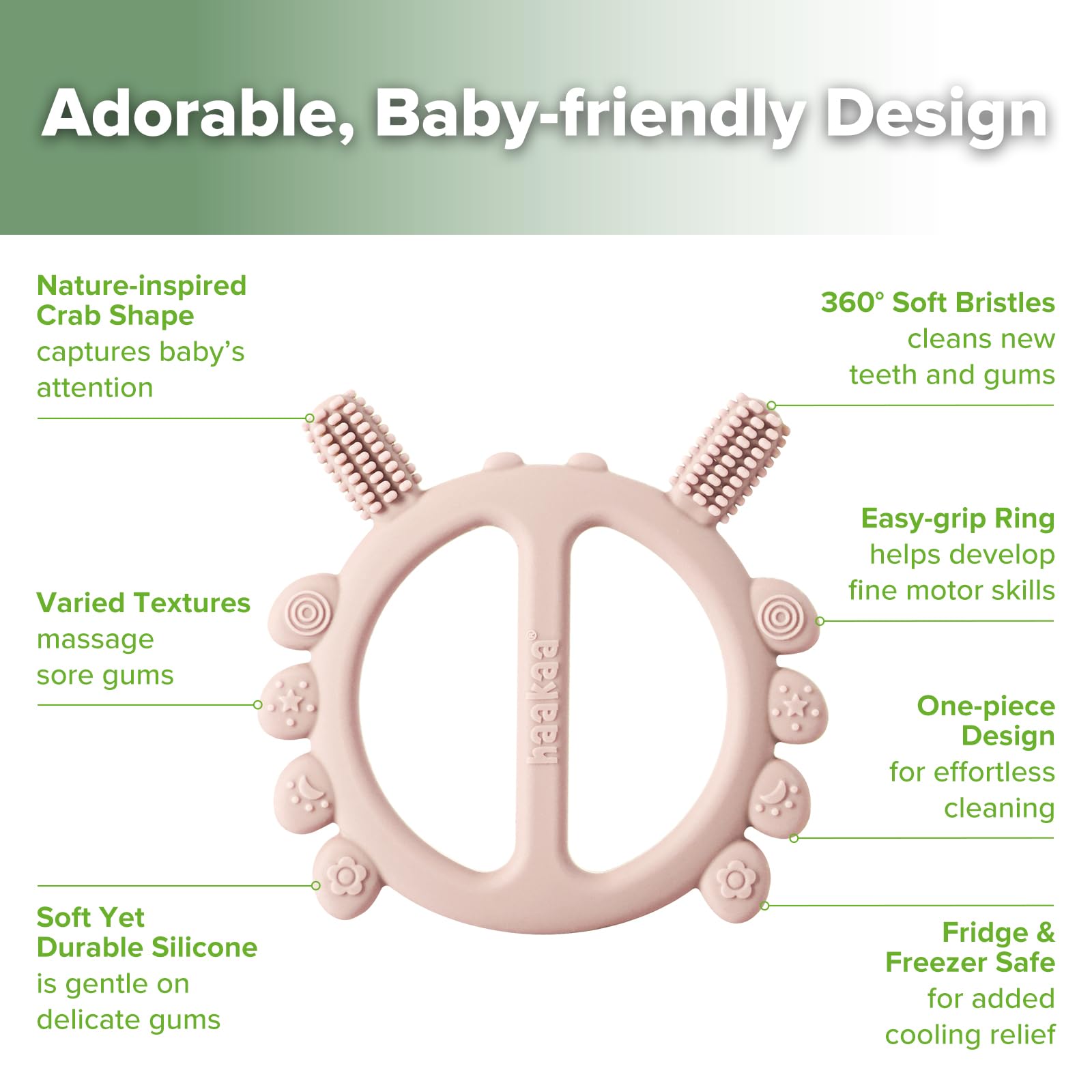 Haakaa crab teether cooling in fridge ready for soothing teething sessions