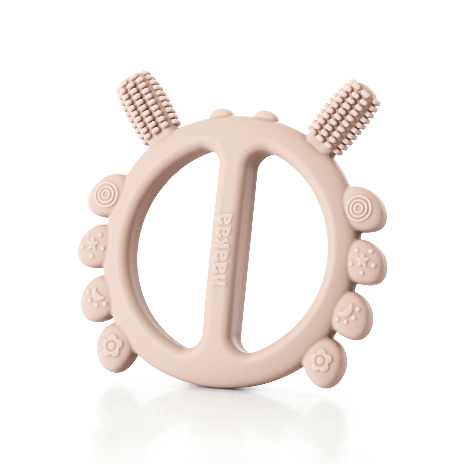 Haakaa crab teether front view with easy grip for tiny hands and gentle teething relief