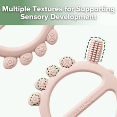 Haakaa crab teether textures closeup showing varied surfaces for gum massage