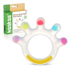 Haakaa Dinky Digits palm teether front view soothes gums with varied textures