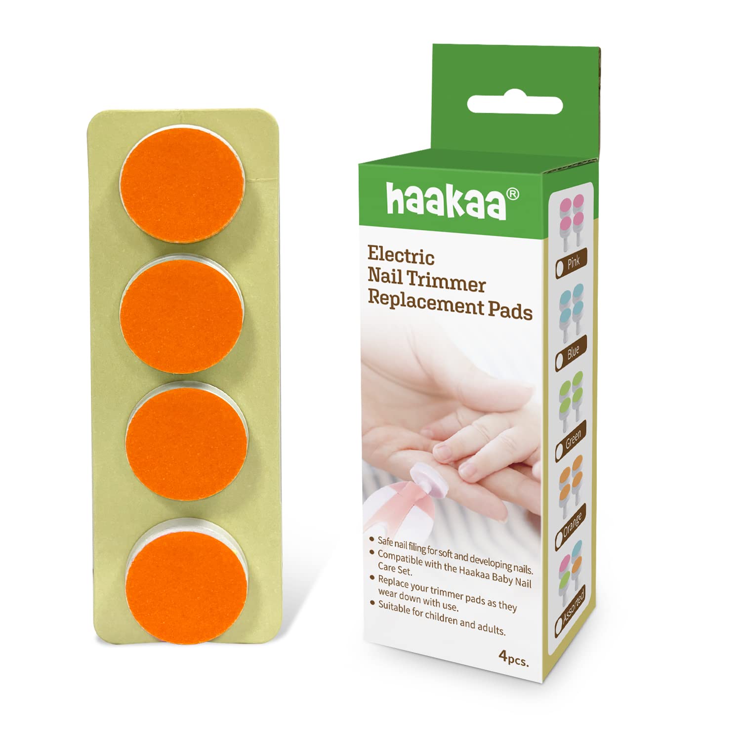 haakaa electric nail-trimmer replacement pad orange closeup for smooth, gentle filing