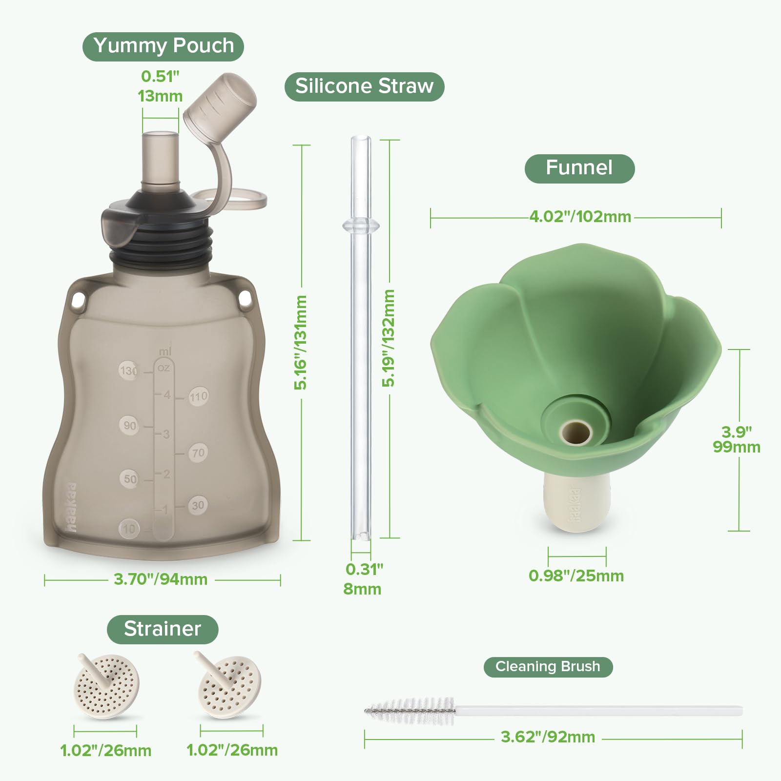 haakaa Yummy Pouch and Flower Funnel dishwasher-safe and sterilizer-friendly