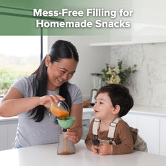 haakaa Fill & Go Yummy Pouch grey-filled-puree shows kid-friendly portion control