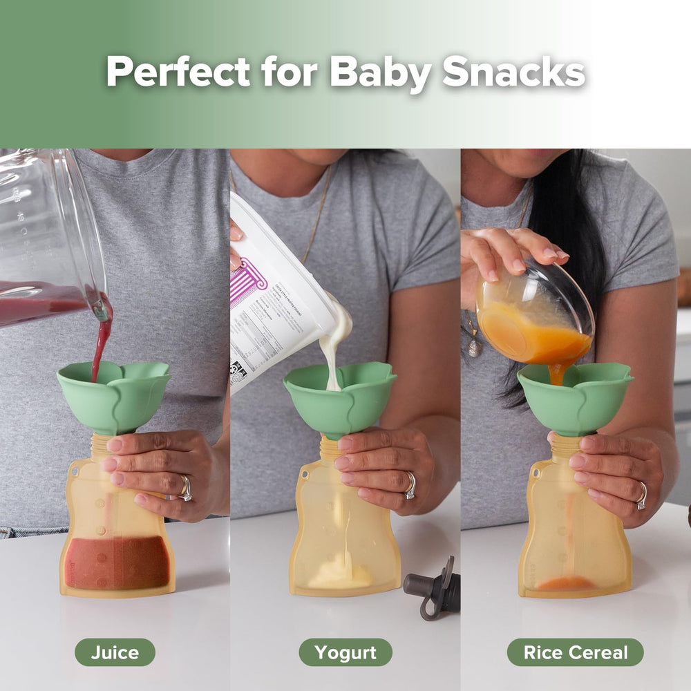 haakaa flower funnel petals promote smooth purée transfer with minimal splatter