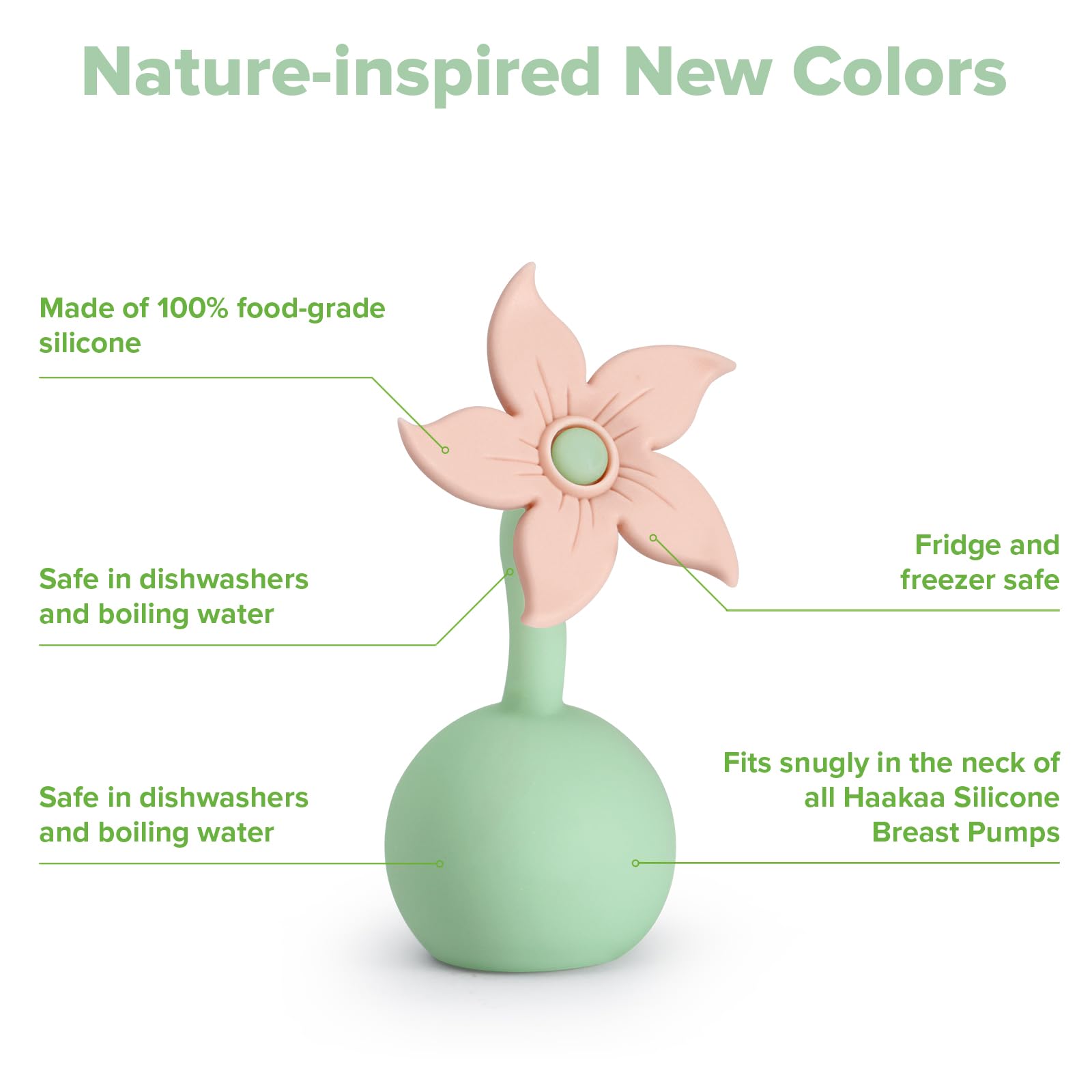 Haakaa Flower Stopper color options image featuring Blush among five colors.